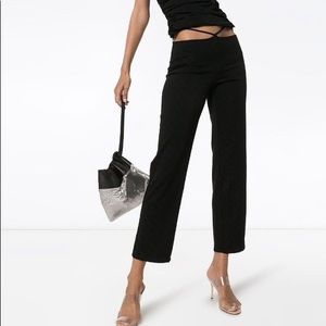 miaou logo black cropped pants with string tie